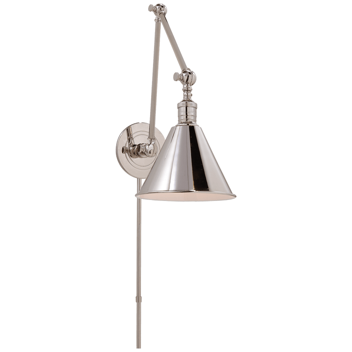 Boston Functional Double Arm Library Light in Polished Nickel