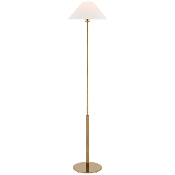 Hackney Floor Lamp in Hand-Rubbed Antique Brass with Linen Shade