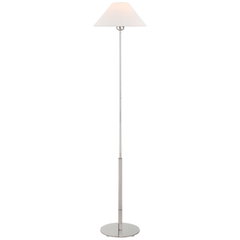 Hackney Floor Lamp in Polished Nickel with Linen Shade