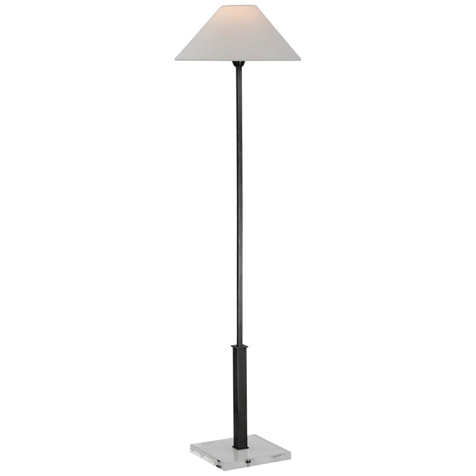 Asher Floor Lamp in Bronze and Crystal with Linen Shade