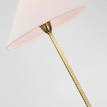 Asher Floor Lamp in Hand-Rubbed Antique Brass and Crystal with Linen Shade