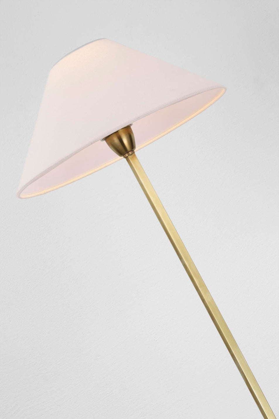 Asher Floor Lamp in Hand-Rubbed Antique Brass and Crystal with Linen Shade