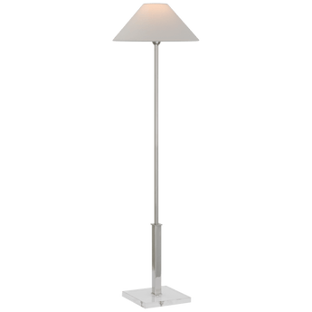 Asher Floor Lamp in Polished Nickel and Crystal with Linen Shade