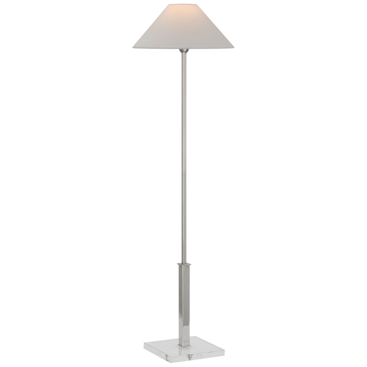 Asher Floor Lamp in Polished Nickel and Crystal with Linen Shade