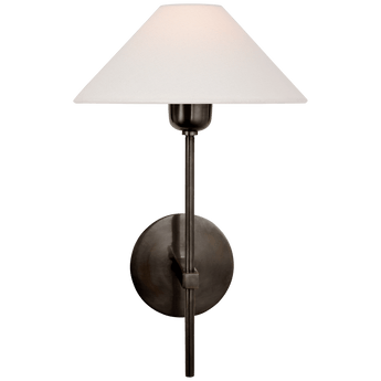 Hackney Single Sconce in Bronze with Linen Shade