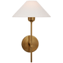 Hackney Single Sconce in Hand-Rubbed Antique Brass with Linen Shade