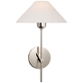 Hackney Single Sconce in Polished Nickel with Linen Shade