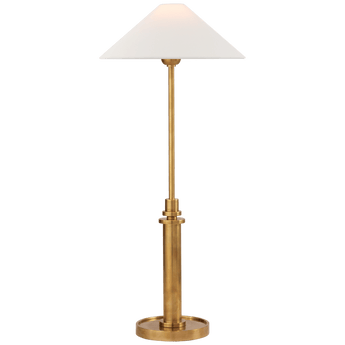 Hargett Buffet Lamp in Hand-Rubbed Antique Brass with Linen Shade