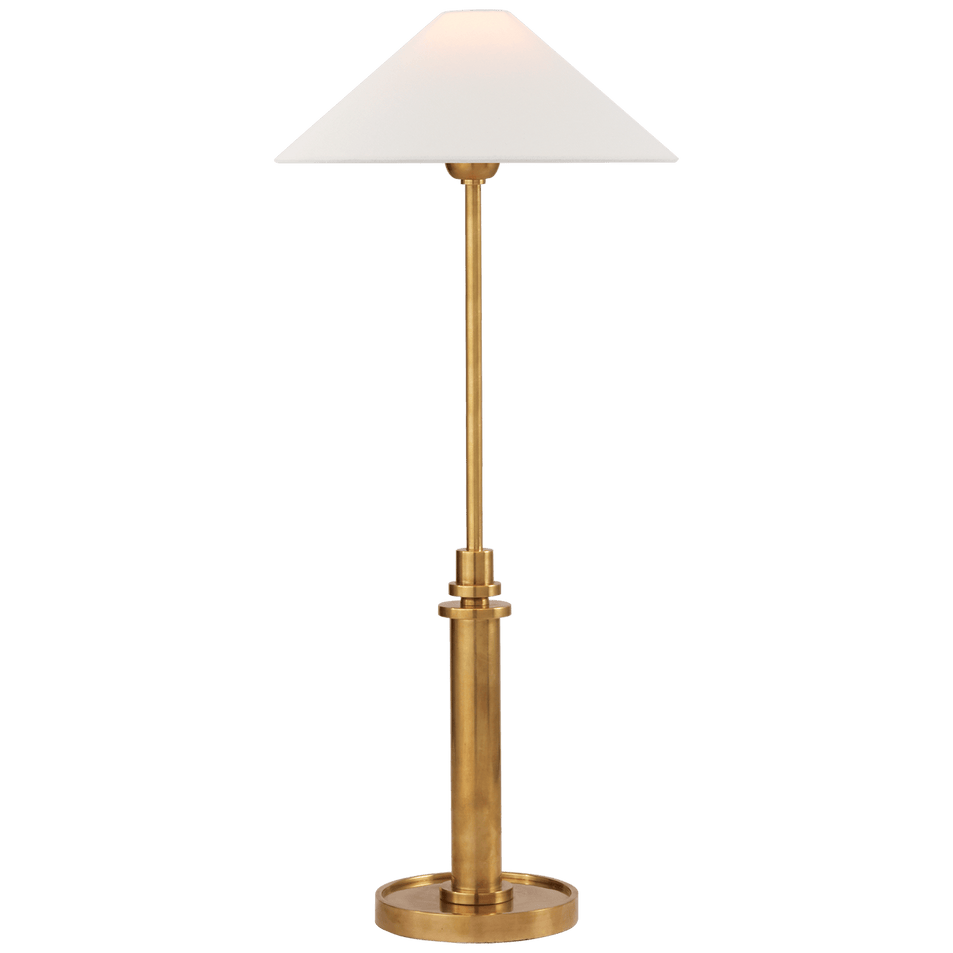 Hargett Buffet Lamp in Hand-Rubbed Antique Brass with Linen Shade