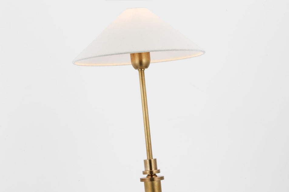 Hargett Buffet Lamp in Hand-Rubbed Antique Brass with Linen Shade