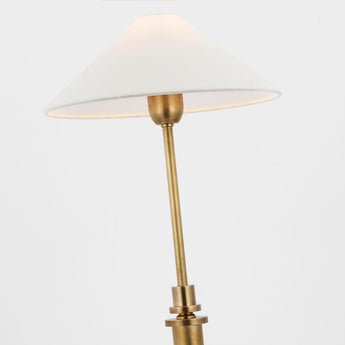 Hargett Buffet Lamp in Hand-Rubbed Antique Brass with Linen Shade