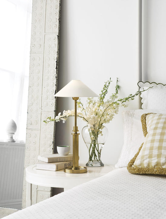 Hargett Buffet Lamp, a premium Decorative light by Visual Comfort. Close - up image of its design.