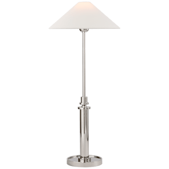 Hargett Buffet Lamp in Polished Nickel with Linen Shade