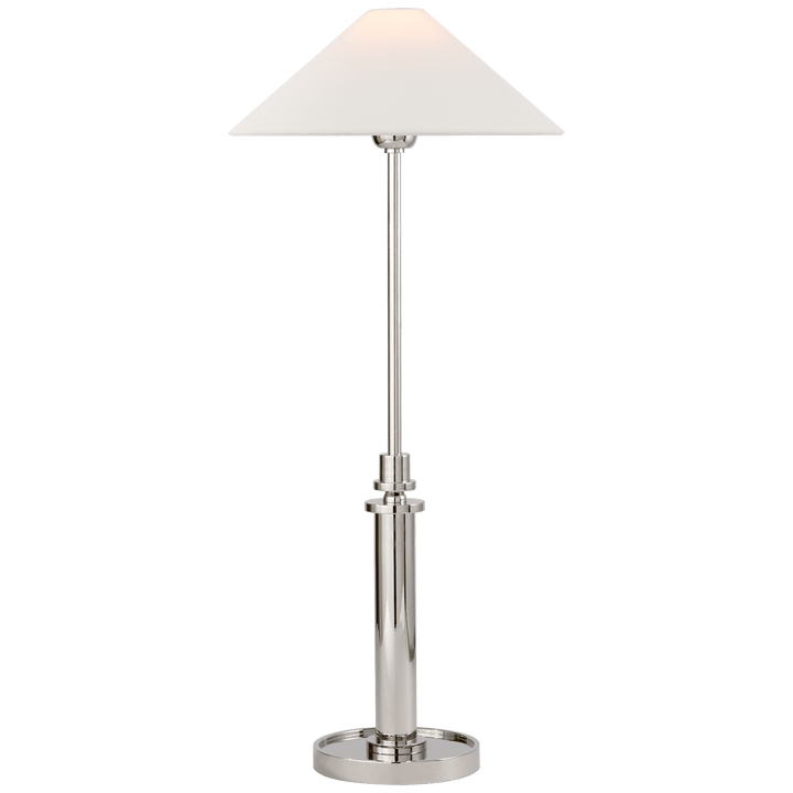 Hargett Buffet Lamp in Polished Nickel with Linen Shade
