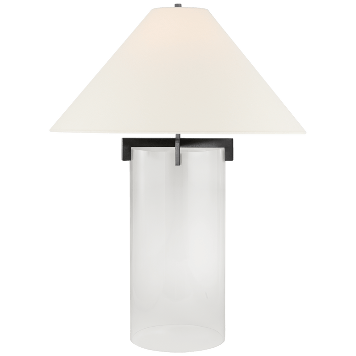 Brooks Table Lamp in Crystal and Aged Iron with Linen Shade