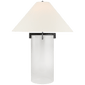 Brooks Table Lamp in Crystal and Aged Iron with Linen Shade