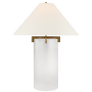 Brooks Table Lamp in Crystal and Gilded Iron with Linen Shade