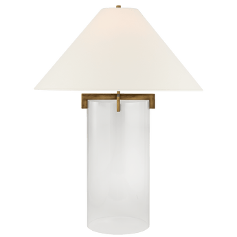 Brooks Table Lamp in Crystal and Gilded Iron with Linen Shade