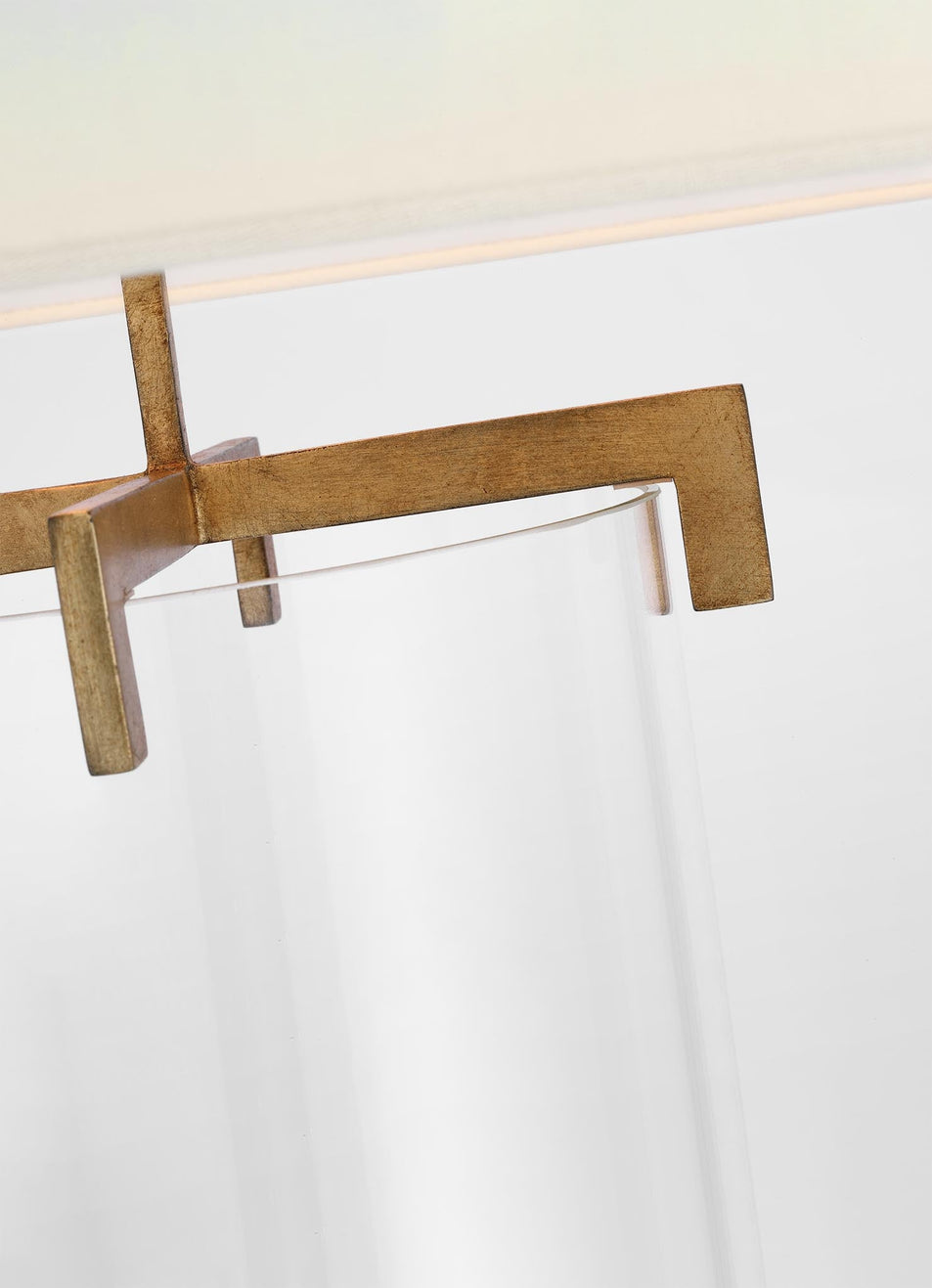 Brooks Table Lamp in Crystal and Gilded Iron with Linen Shade