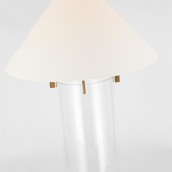 Brooks Table Lamp in Crystal and Gilded Iron with Linen Shade