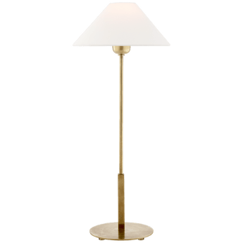 Hackney Table Lamp in Hand-Rubbed Antique Brass with Linen Shade