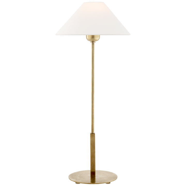 Hackney Table Lamp in Hand-Rubbed Antique Brass with Linen Shade