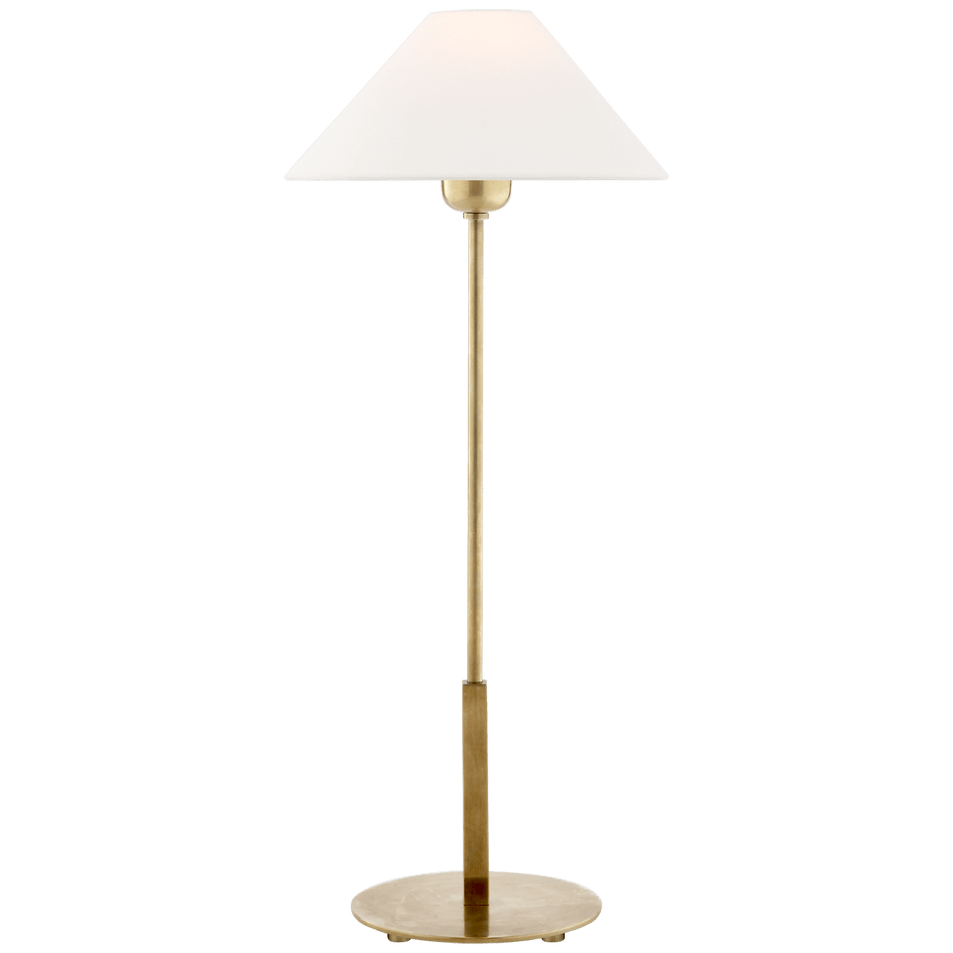 Hackney Table Lamp in Hand-Rubbed Antique Brass with Linen Shade