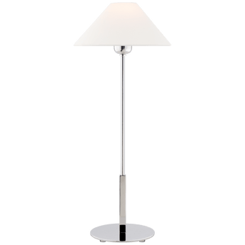 Hackney Table Lamp in Polished Nickel with Linen Shade