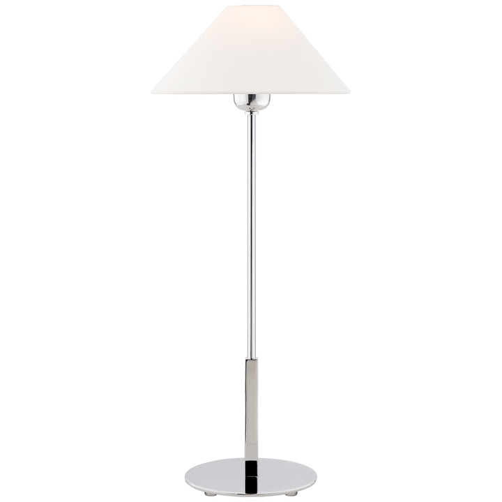 Hackney Table Lamp in Polished Nickel with Linen Shade