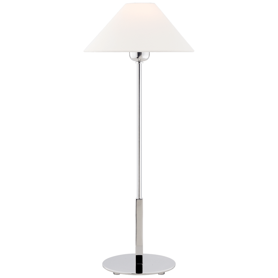 Hackney Table Lamp in Polished Nickel with Linen Shade