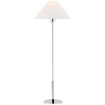 Hackney Buffet Lamp in Polished Nickel with Linen Shade