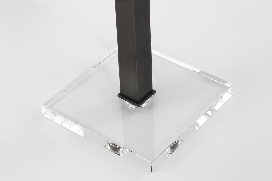 Asher Table Lamp in Bronze and Crystal with Linen Shade