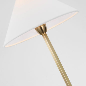 Asher Table Lamp in Hand-Rubbed Antique Brass and Crystal with Linen Shade