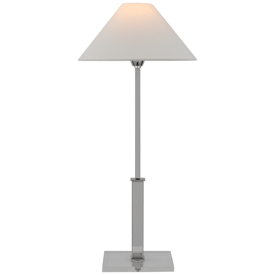 Asher Table Lamp in Polished Nickel and Crystal with Linen Shade