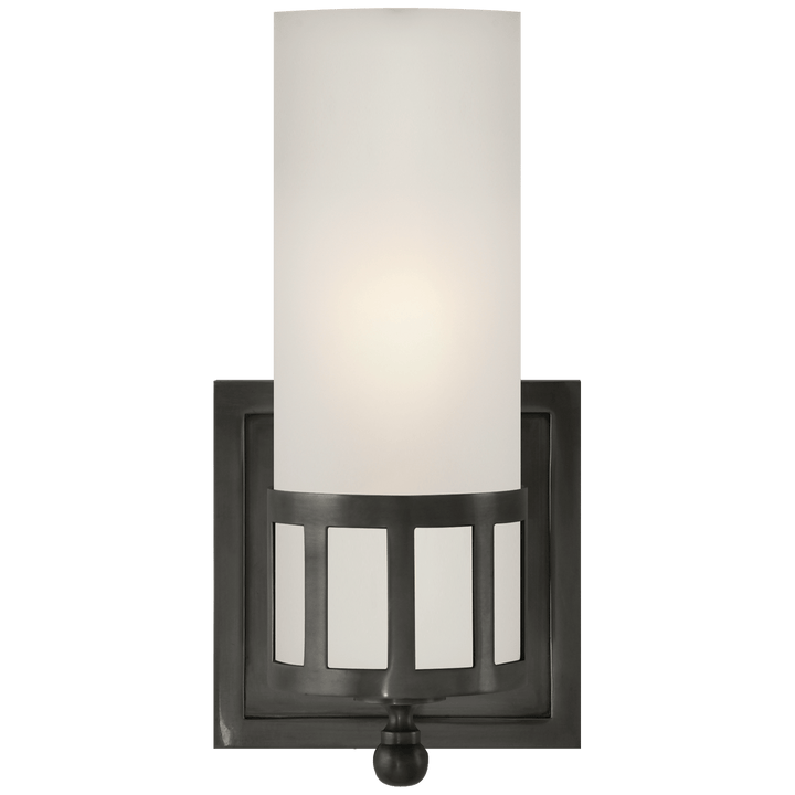 Openwork Single Sconce in Bronze with Frosted Glass