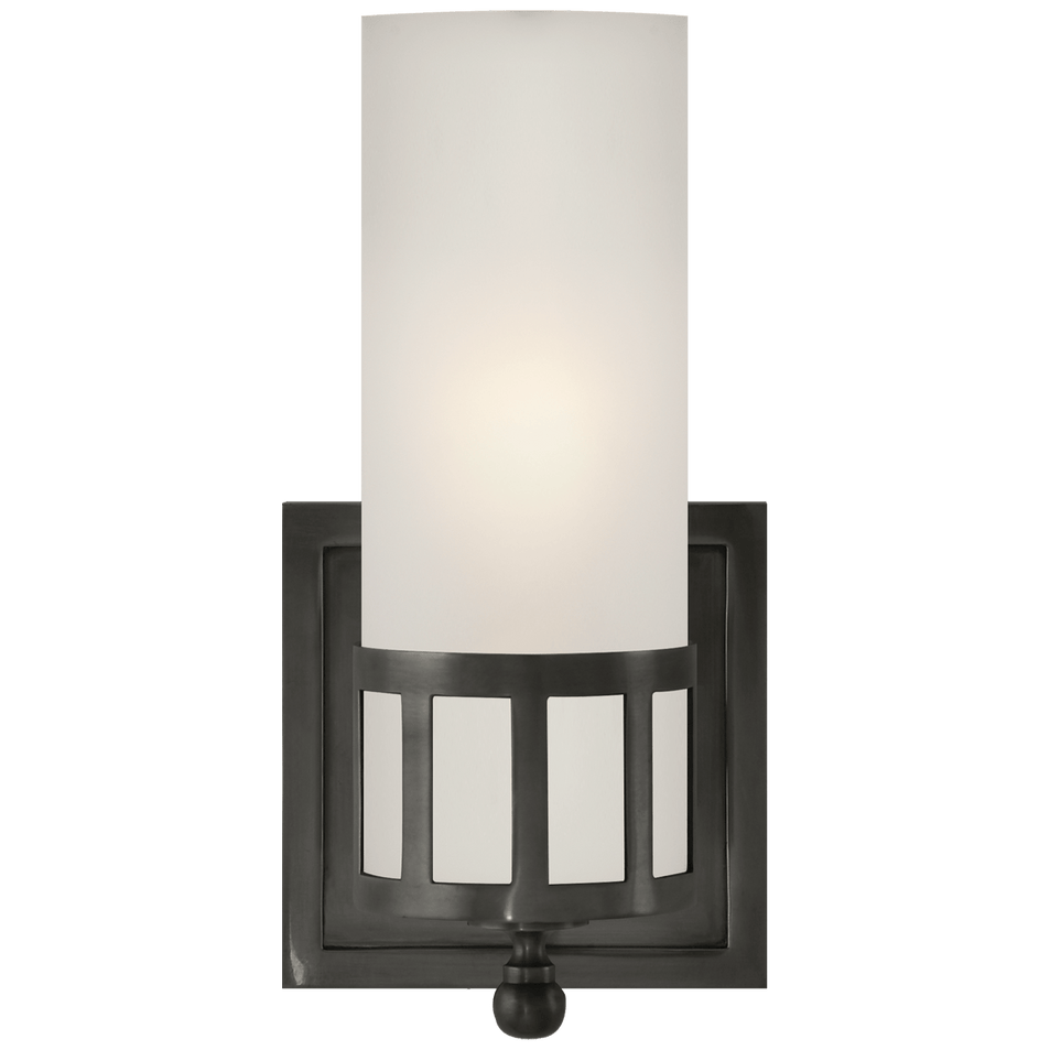 Openwork Single Sconce in Bronze with Frosted Glass