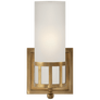 Openwork Single Sconce in Hand-Rubbed Antique Brass with Frosted Glass