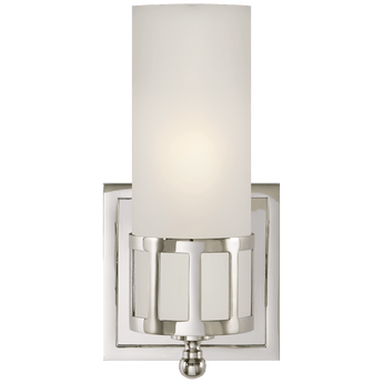 Openwork Single Sconce in Polished Nickel with Frosted Glass