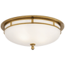 Openwork Large Flush Mount in Hand-Rubbed Antique Brass with Frosted Glass