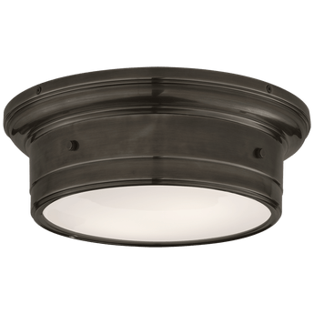 Siena Small Flush Mount in Bronze with White Glass