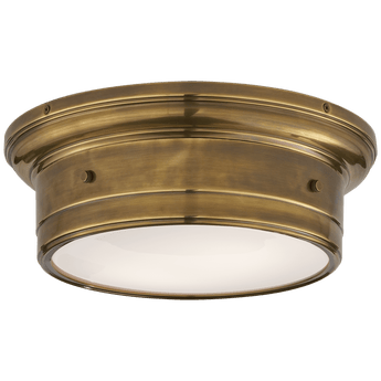 Siena Small Flush Mount in Hand-Rubbed Antique Brass with White Glass