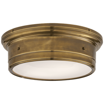 Siena Large Flush Mount in Hand-Rubbed Antique Brass with White Glass