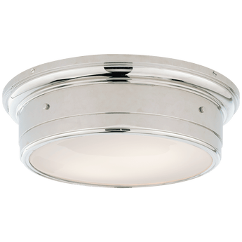 Siena Large Flush Mount in Polished Nickel with White Glass