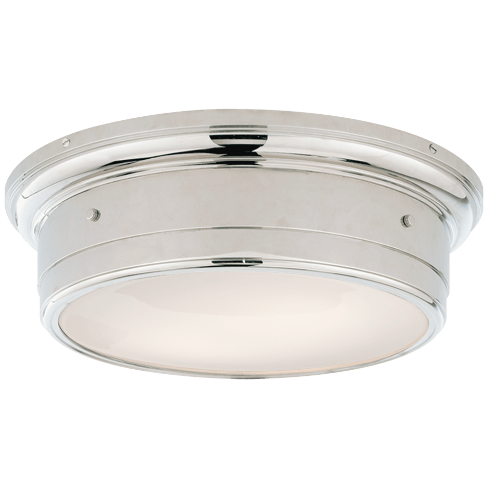 Siena Large Flush Mount in Polished Nickel with White Glass