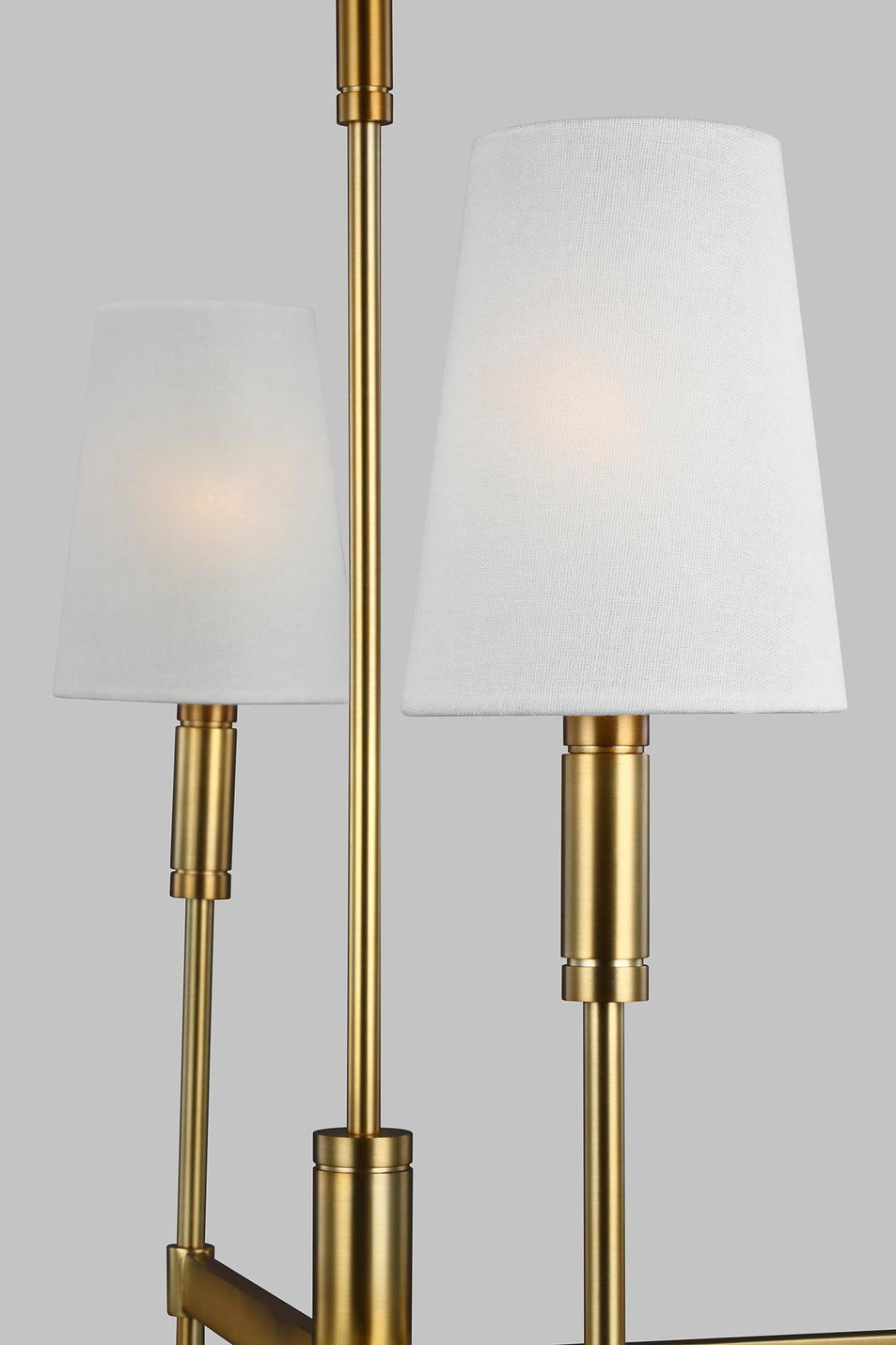 Beckham Classic Medium Chandelier in Burnished Brass with Linen Shades