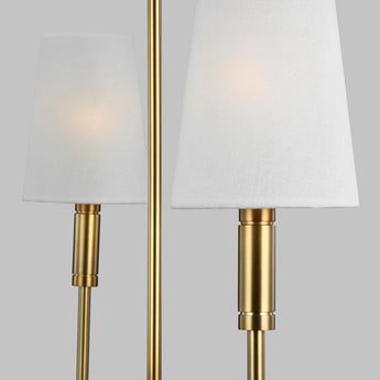 Beckham Classic Medium Chandelier in Burnished Brass with Linen Shades