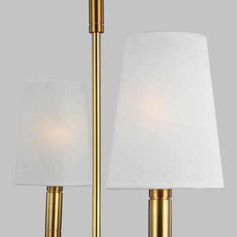 Beckham Classic Medium Chandelier in Burnished Brass with Linen Shades