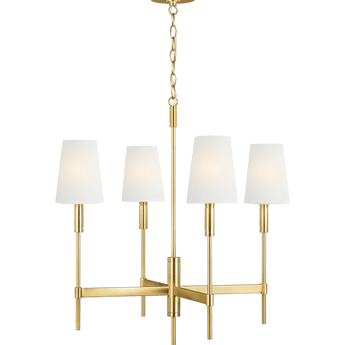 Beckham Classic Medium Chandelier in Burnished Brass with Linen Shades