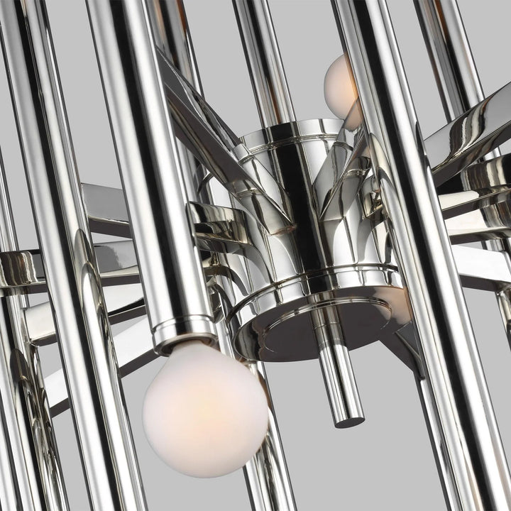 Beckham Modern Medium Chandelier, a premium Chandelier light by Visual Comfort & Co. Close - up image of its design.