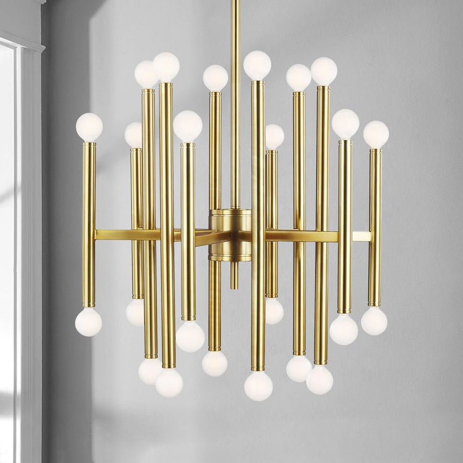 Beckham Modern Medium Chandelier, a premium Chandelier light by Visual Comfort & Co. Close - up image of its design.